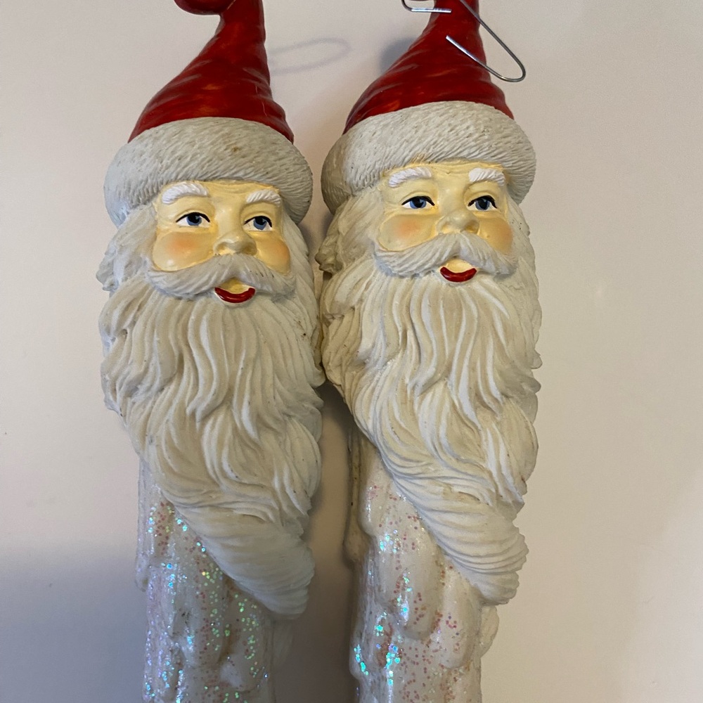 Skinny old world, Santa Claus hanging icicle Christmas ornament – 2 red& white